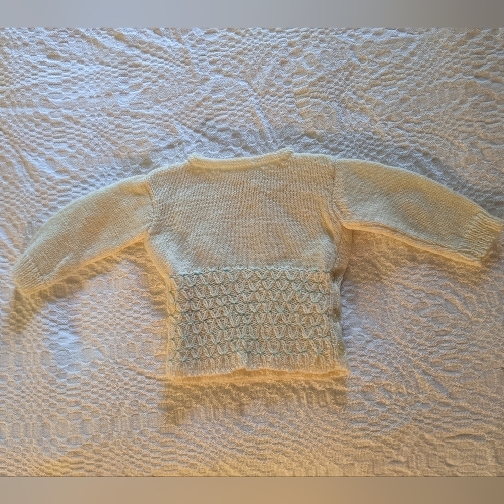 Vintage Baby Pullover Sweater Cream and Blue 1960’s